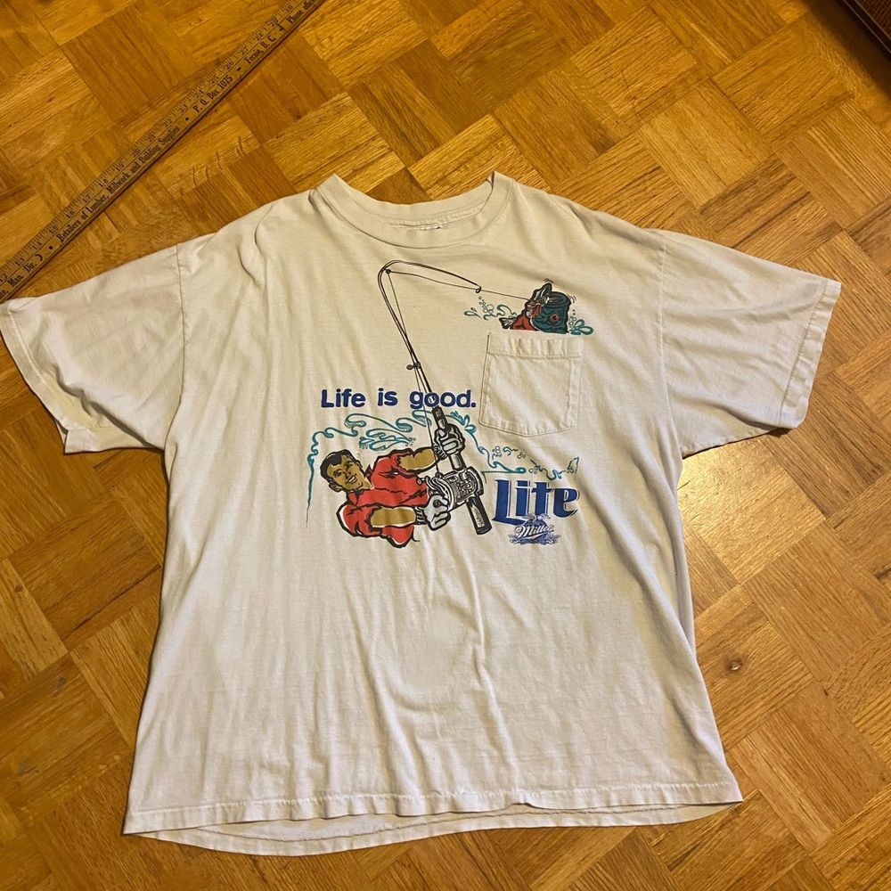 Vintage Miller Lite - Fishing - Beer Shirt - SINGLE STITCH